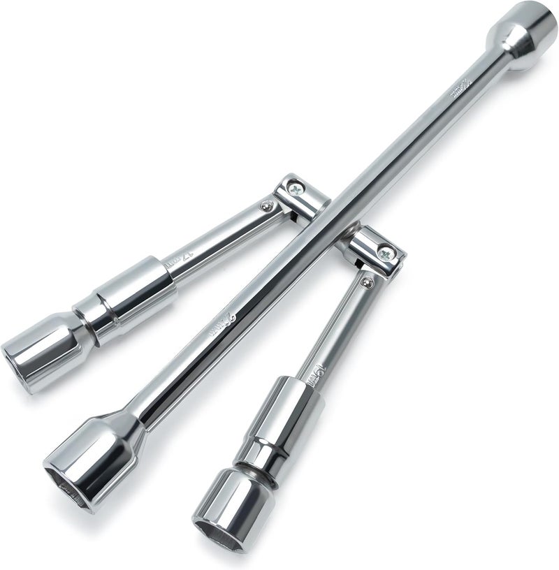 TONDA 4 Way Lug Wrench, Foldable Cross Tire Iron Lug Nut Wrench, Multi Size Chrome Plated Carbon Steel - Image 1